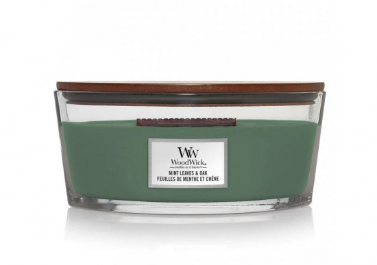 Aromatická svíčka loď, WoodWick Mint Leaves & Oak, hoření až 40 hod