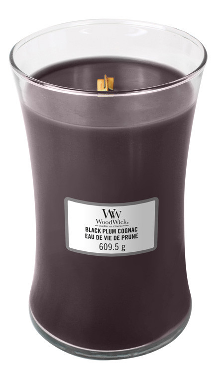 Aromatická svíčka váza, WoodWick Black Plum Cognac, hoření až 120 hod-796