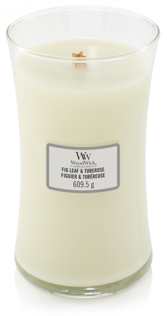 Aromatická svíčka váza, WoodWick Fig Leaf & Tuberose, hoření až 120 hod