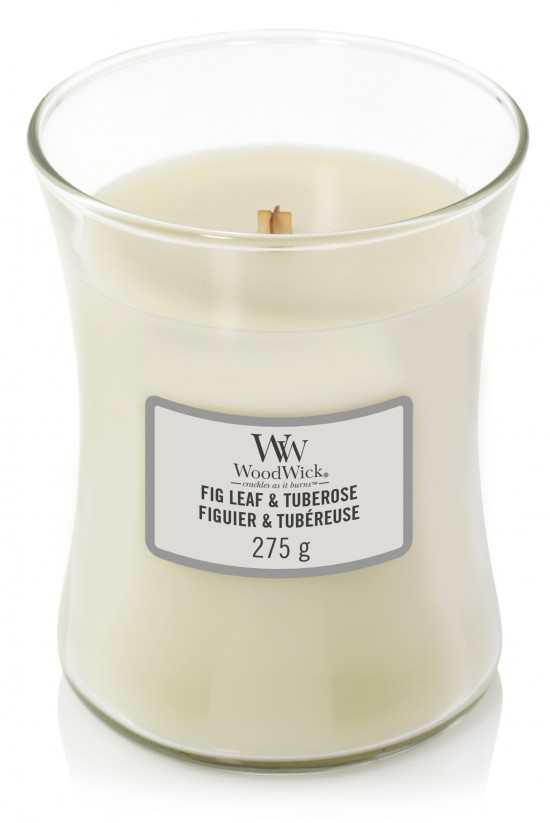 Aromatická svíčka váza, WoodWick Fig Leaf & Tuberose, hoření až 65 hod