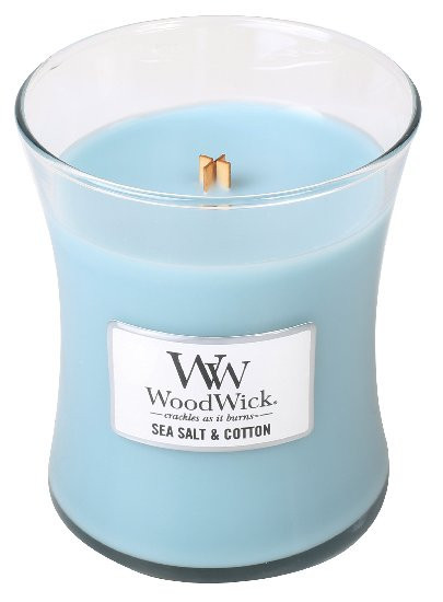 Aromatická svíčka váza, WoodWick Sea Salt & Cotton, hoření až 65 hod-770