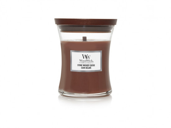 Aromatická svíčka váza, WoodWick Stone Washed Suede, hoření až 65 hod