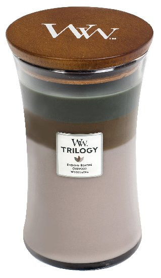 Aromatická svíčka váza, WoodWick Trilogy Cozy Cabin, hoření až 120 hod