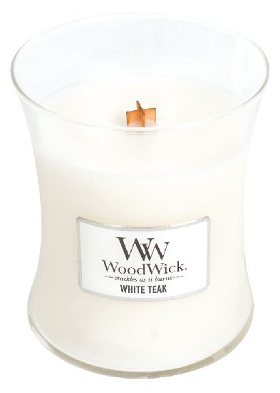 Aromatická svíčka váza, WoodWick White Teak, hoření až 65 hod-346