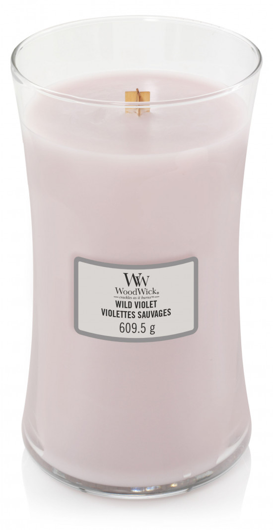 Aromatická svíčka váza, WoodWick Wild Violet, hoření až 120 hod