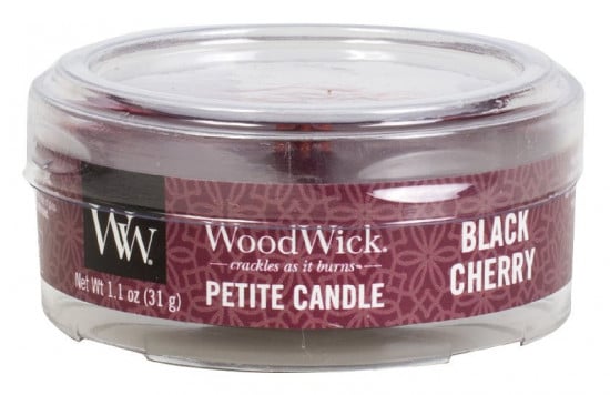 Aromatická svíčka, WoodWick Petite Black Cherry, hoření až 8 hod