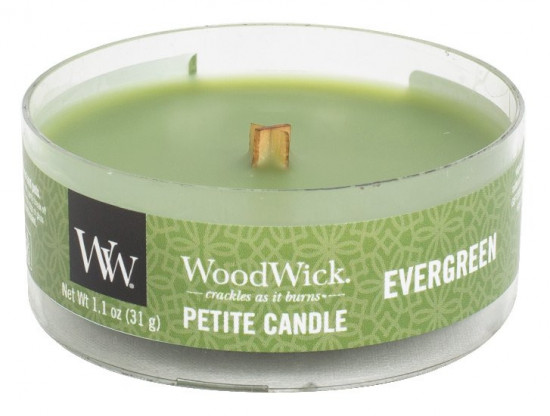 Aromatická svíčka, WoodWick Petite Evergreen, hoření až 8 hod