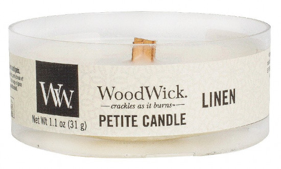 Aromatická svíčka, WoodWick Petite Linen, hoření až 8 hod-1153