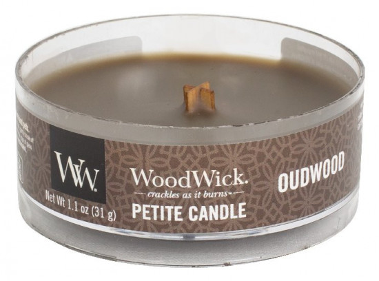 Aromatická svíčka, WoodWick Petite Oudwood, hoření až 8 hod