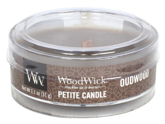 Aromatická svíčka, WoodWick Petite Oudwood, hoření až 8 hod-1254
