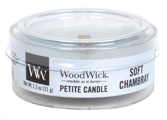 Aromatická svíčka, WoodWick Petite Soft Chambray, hoření až 8 hod