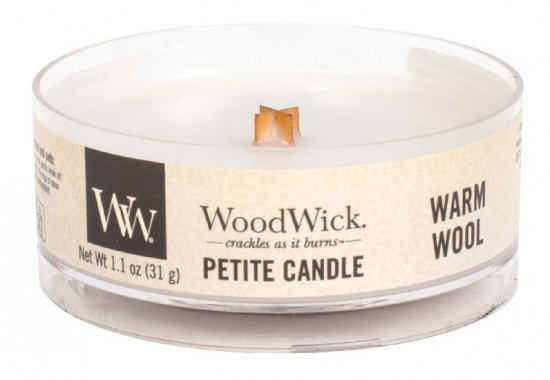 Aromatická svíčka, WoodWick Petite Warm Wool, hoření až 8 hod