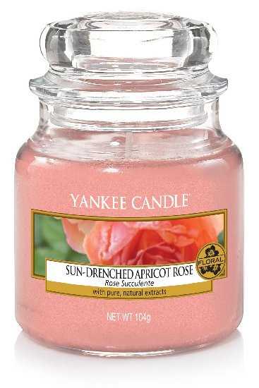 Aromatická svíčka, Yankee Candle Sun-Drenched Apricot Rose, hoření až 30 hod
