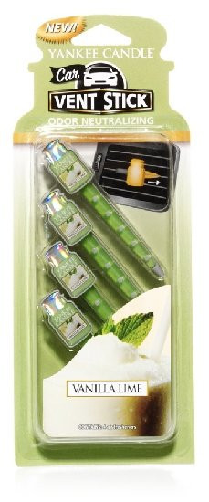 Aromatické kolíčky do auta, 4ks, Yankee Candle Vanilla Lime, provonění až 8 týdnů