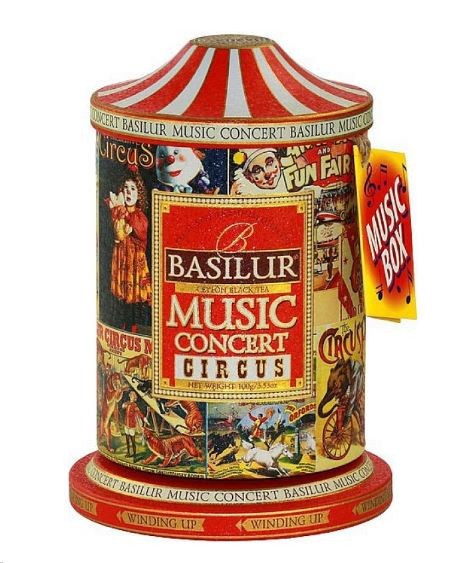 Aromatizovaný černý čaj, Basilur Concert Circus, plechová hrací skříňka, sypaný, 100 g