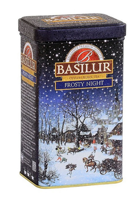 Aromatizovaný černý čaj, Basilur Festival Frosty Night, plechová dóza, sypaný, 85 g