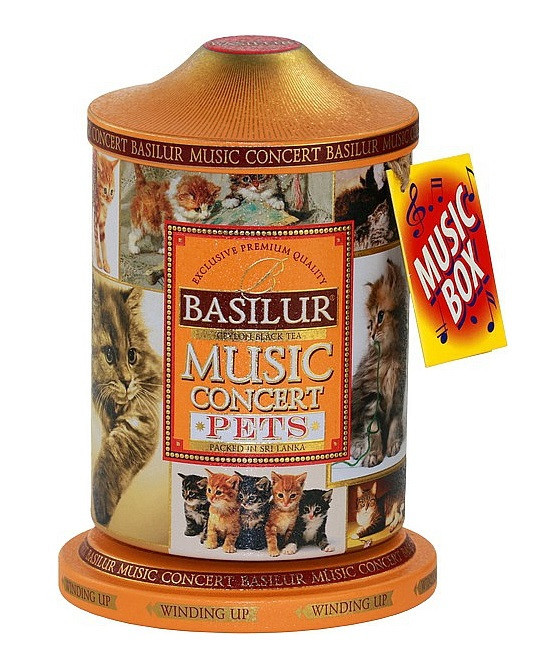 Aromatizovaný černý čaj, Basilur Music Concert Pets, plechová hrací skříňka, sypaný, 100 g