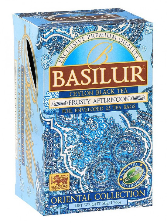 Aromatizovaný černý čaj, Basilur Orient Frosty Afternoon, porcovaný s přebalem, 25 sáčků