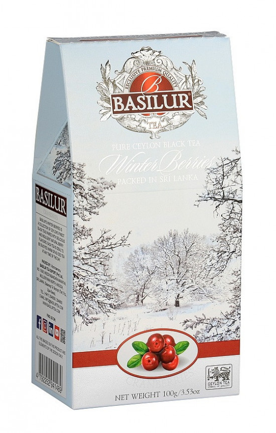 Aromatizovaný černý čaj, Basilur Winter Berries Cranberries, sypaný, 100 g