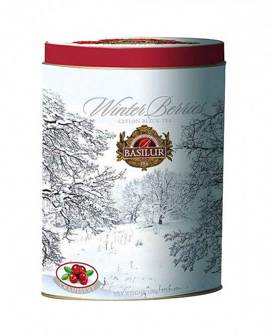 Aromatizovaný černý čaj, Basilur Winter Cranberries, plechová dóza, sypaný, 100 g