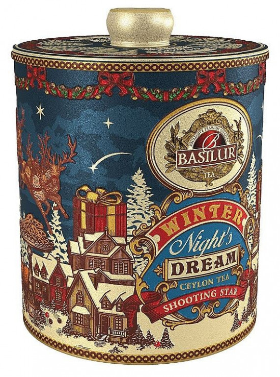 Aromatizovaný černý čaj, Basilur Winter Night's Dream Shooting Star, plechová dóza, sypaný, 100 g