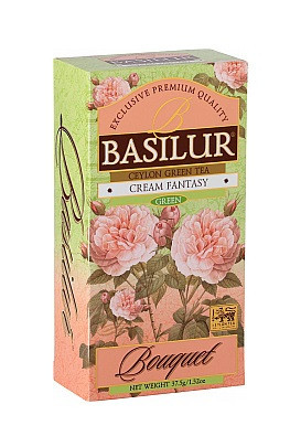 Levně Aromatizovaný zelený čaj, Basilur Bouquet Cream Fantasy, porcovaný bez přebalu, 25 sáčků