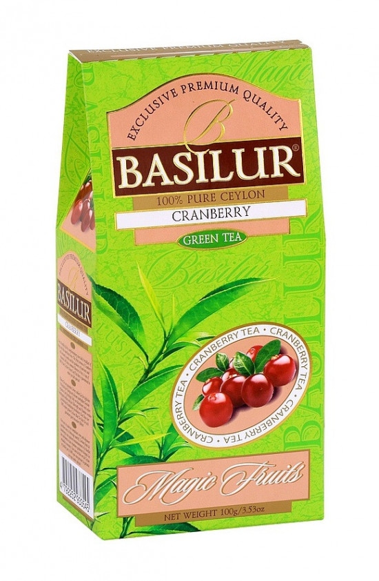 Aromatizovaný zelený čaj, Basilur Magic Green Cranberry, sypaný, 100 g