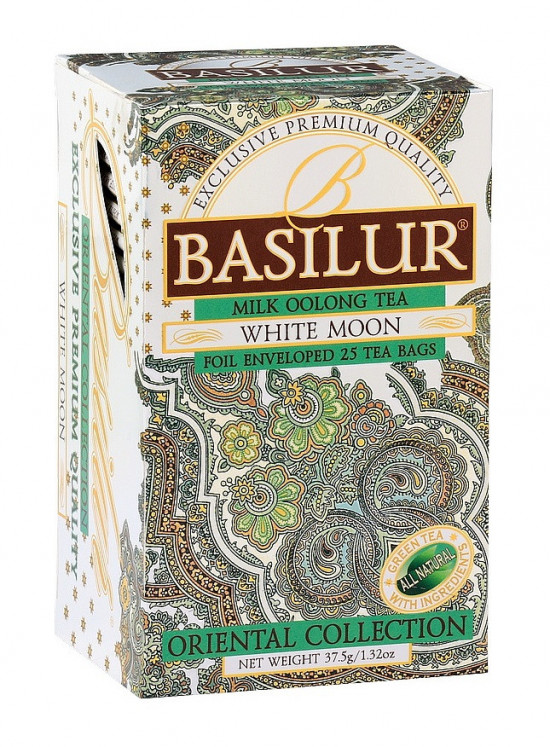 Aromatizovaný zelený čaj, Basilur Orient White Moon, porcovaný s přebalem, 25 sáčků