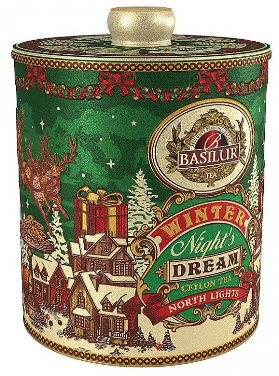 Aromatizovaný zelený čaj, Basilur Winter Night's Dream North Lights, plechová dóza, sypaný, 100 g