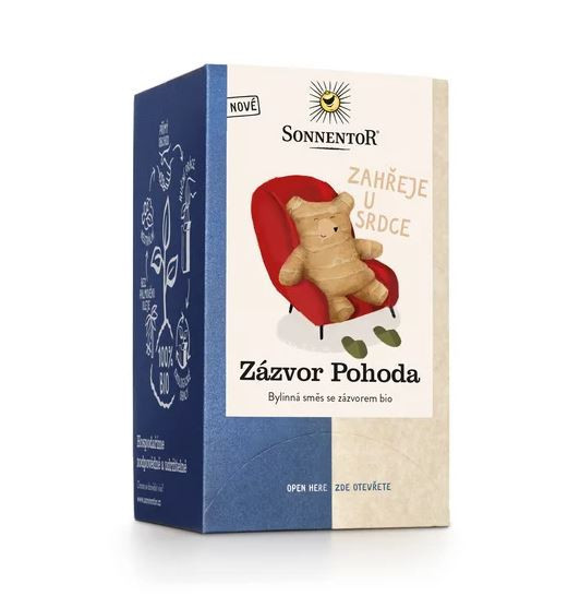 BIO bylinný čaj se zázvorem, Sonnentor Zázvor Pohoda, porcovaný, 18 sáčků