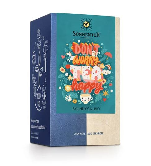 BIO bylinný čaj, Sonnentor Don't worry, Tea happy, porcovaný, 18 sáčků