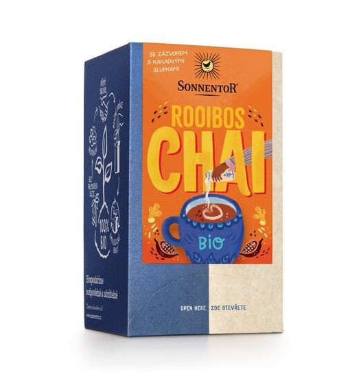 BIO bylinný čaj, Sonnentor Rooibos Chai, porcovaný, 18 sáčků