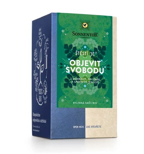 BIO bylinný čaj, Sonnentor Štěstí je - Objevit svobodu, porcovaný, 18 sáčků