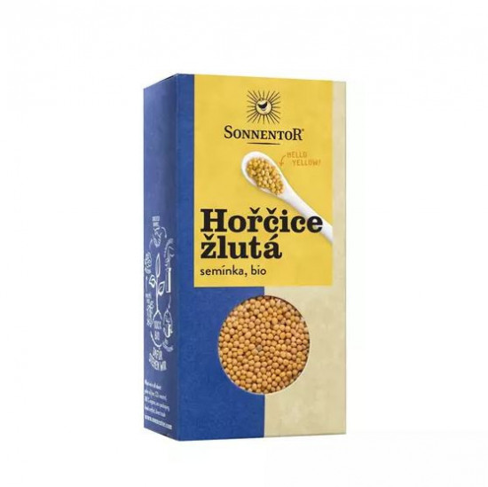 BIO koření, Sonnentor Hořčice žlutá semínka, Sinapis alba, krabička, 120 g