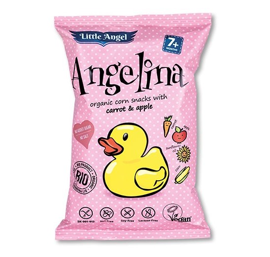 Bio kukuřičné křupky ANGELINA s mrkví a jablkem, 4 x 15 g