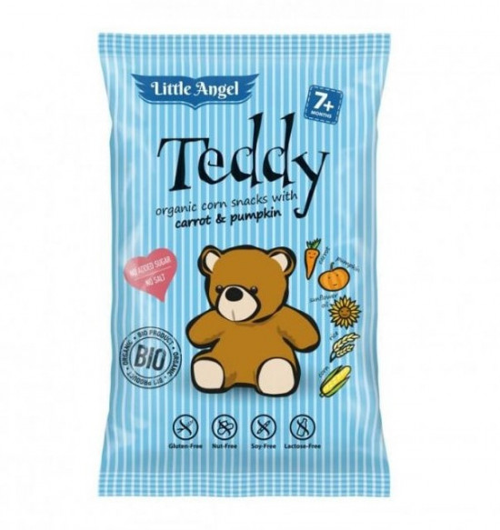 Bio kukuřičné křupky TEDDY s dýní a mrkví, 4 x 15 g
