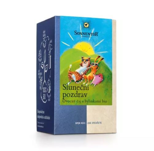 BIO ovocný čaj s bylinkami, Sonnentor Sluneční pozdrav, porcovaný, 18 sáčků