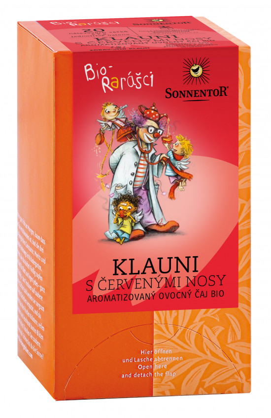 BIO ovocný čaj, Sonnentor Bio Rarášci - Klauni s červenými nosy, porcovaný, 20 sáčků