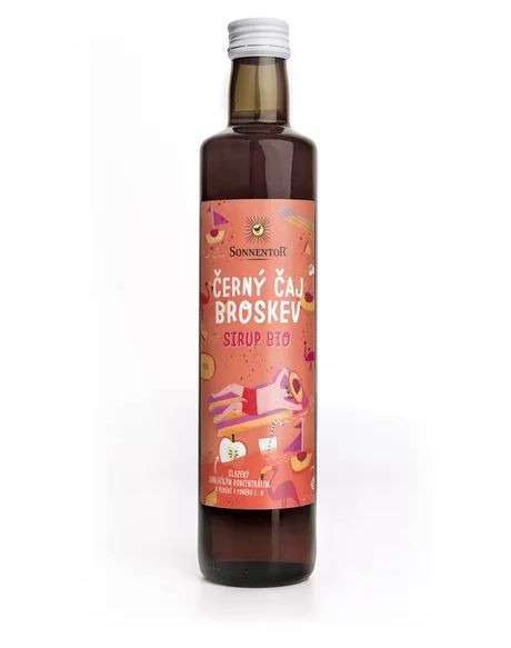 BIO ovocný sirup, Sonnentor Černý čaj a broskev, 500 ml