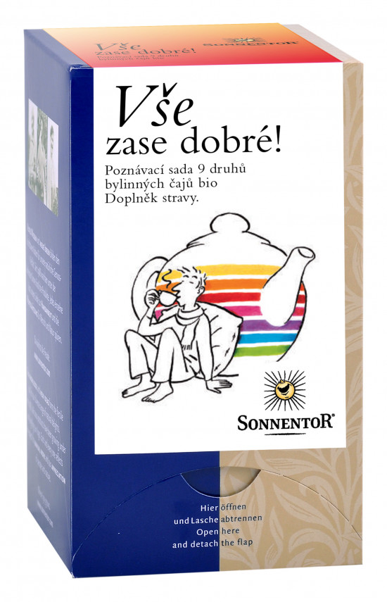 BIO poznávací sada bylinných čajů, Sonnentor Vše zase dobré, porcované, 20 sáčků