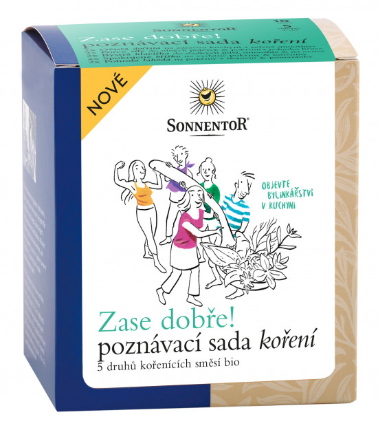 BIO poznávací sada kořenících směsí, Sonnentor Zase dobře, krabička, 10 sáčků, 50 g