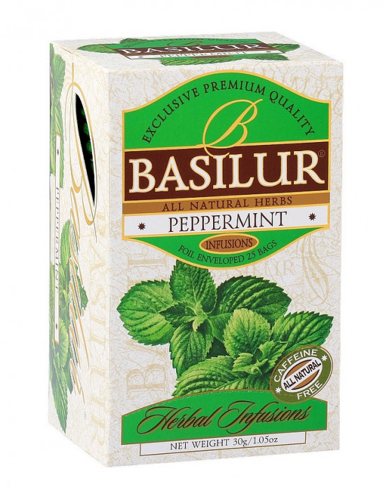 Bylinný čaj, Basilur Herbal Peppermint, porcovaný s přebalem, 25 sáčků