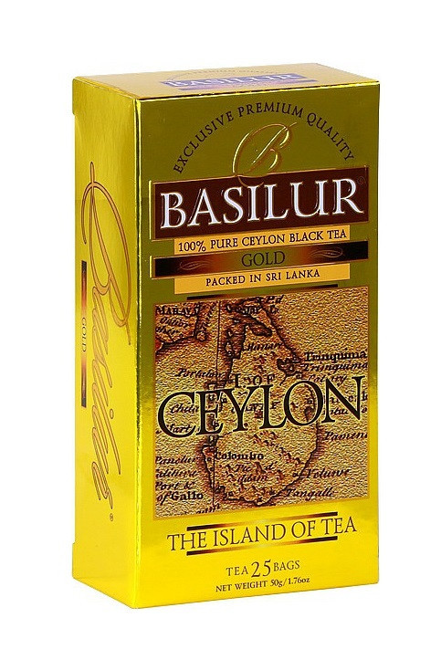 Černý čaj, Basilur Island of Tea Gold, porcovaný bez přebalu, 25 sáčků