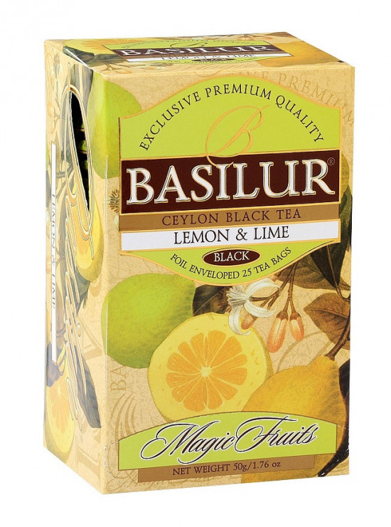 Černý čaj, Basilur Magic Lemon and Lime, porcovaný s přebalem, 25 sáčků