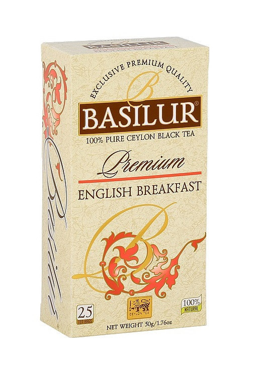 Černý čaj, Basilur Premium English Breakfast, porcovaný bez přebalu, 25 sáčků