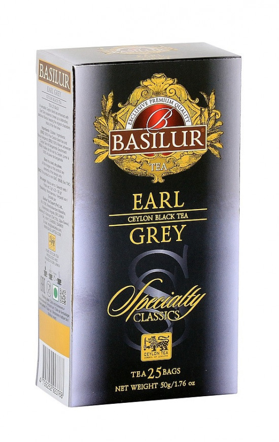 Černý čaj, Basilur Specialty Earl Grey, porcovaný bez přebalu, 25 sáčků