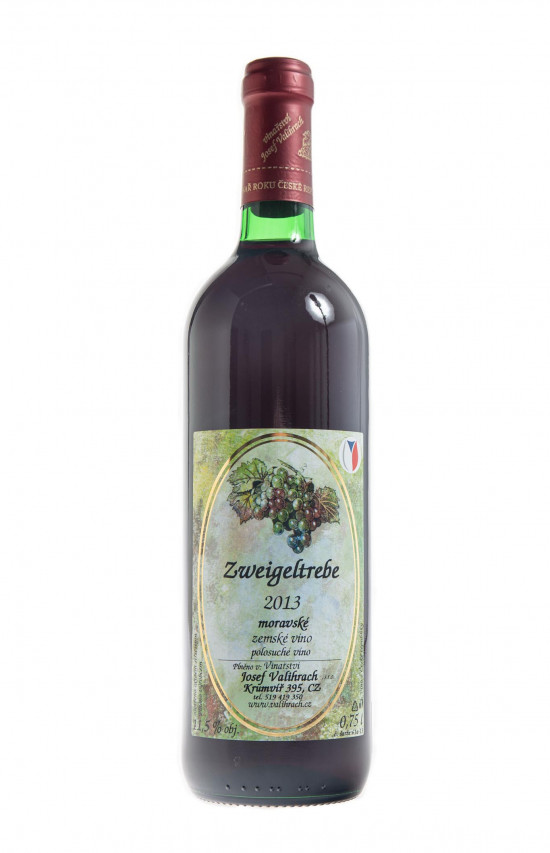 Červené suché víno, Vinařství Josef Valihrach Zweigeltrebe 2016 zemské, 11.5% obj., 0.75 l