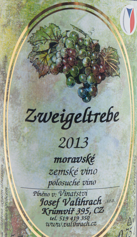 Červené suché víno, Vinařství Josef Valihrach Zweigeltrebe 2016 zemské, 11.5% obj., 0.75 l-8190