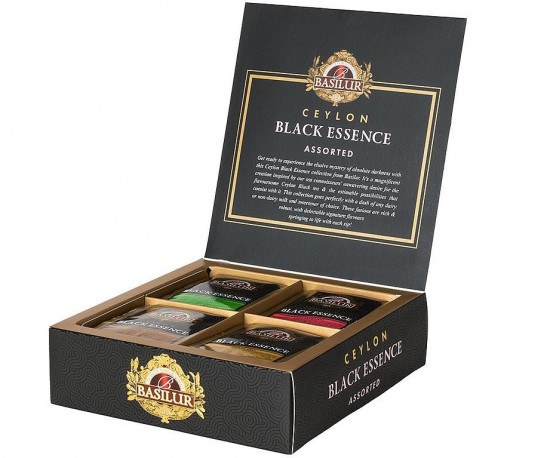 Dárková kolekce čajů, Basilur Black Essence Assorted, papírová kazeta, porcovaný, 40 sáčků-26092