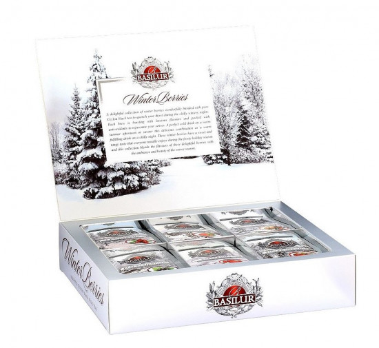 Dárková kolekce čajů, Basilur Winter Berries Assorted, papírová kazeta, porcovaný, 60 sáčků-26083
